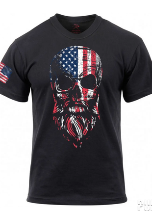 Футболка rothco us flag bearded skull t-shirt1 фото