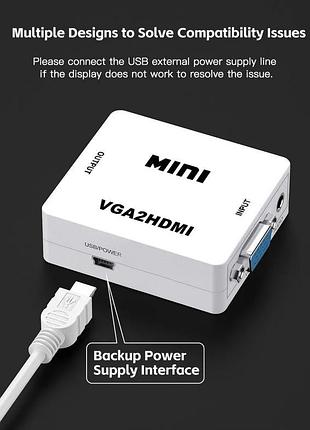 Конвертер звука и видео vga2hdmi vga - hdmi 720p/1080p black / white