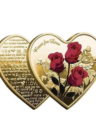 Памятная монета день святого валентина i love you gold4 фото