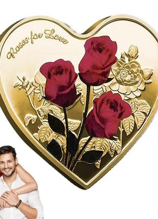 Памятная монета день святого валентина i love you gold6 фото