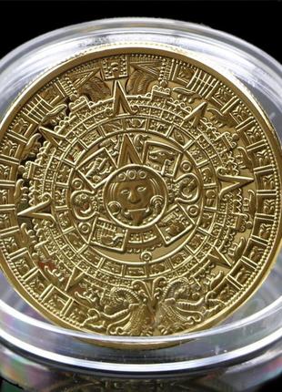 Сувенирная монета календарь майя gold1