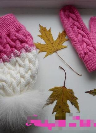 Шапка варежки