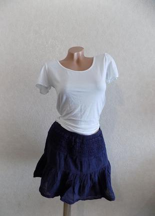 Юбка коттоновая синяя фирменная clockhouse размер 44-46