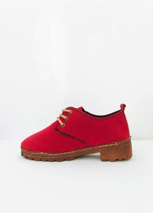 Красные женские дерби, туфли, оксфорды, ботинки.3 фото