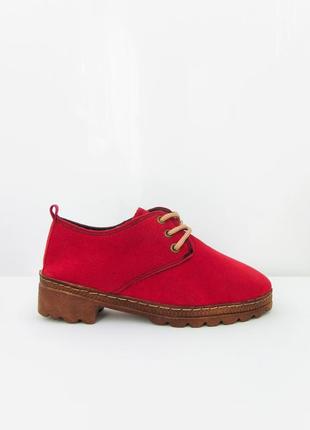 Красные женские дерби, туфли, оксфорды, ботинки.4 фото