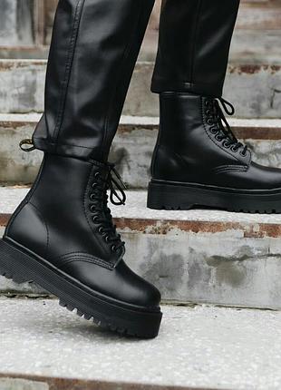 Ботинки dr.martens jadon  mono black  ( premium ) без замку черевики1 фото