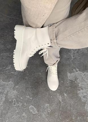 Черевики dr.martens  jadon white cream ( premium ) без замку ботинки4 фото