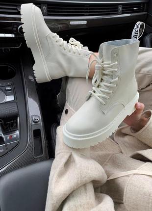 Черевики dr.martens  jadon white cream ( premium ) без замку ботинки6 фото