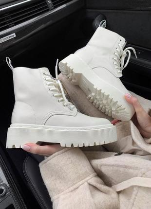 Черевики dr.martens  jadon white cream ( premium ) без замку ботинки8 фото