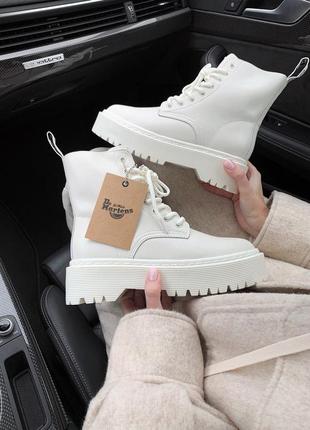 Черевики dr.martens  jadon white cream ( premium ) без замку ботинки9 фото