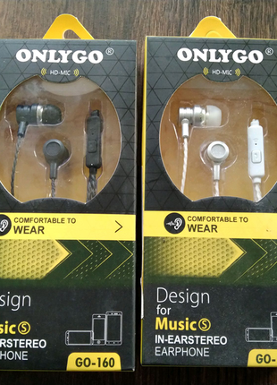 Навушники з мікрофоном onlygo модель go-160 (чорні і білі)