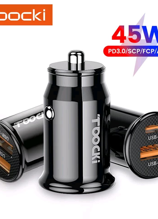 Автомобільний зарядний pd usb, typec toocki 45w