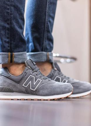 Мужские кроссовки new balance 574 grey {мех}