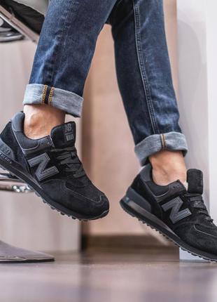 Мужские кроссовки new balance 574 black {мех}