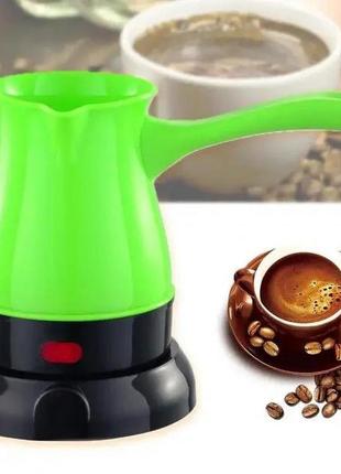 Турка электрическая кофеварка crownberg cb-1564, электрическая турка 0.5 л, електро турка. цвет: зеленый4 фото