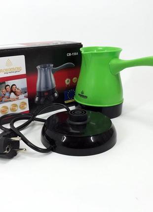 Турка електрична кавоварка crownberg cb-1564, електрична турка 0.5 л, єлектро турка. колір: зелений8 фото