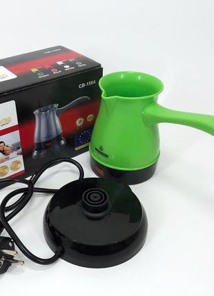 Турка электрическая кофеварка crownberg cb-1564, электрическая турка 0.5 л, електро турка. цвет: зеленый2 фото