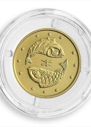 Золота монета знака зодіаку "риби"2 фото