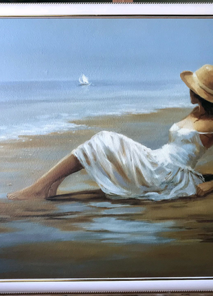 Картина. дівчина на пляжі