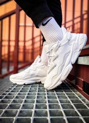 Кроссовки adidas ozweego white leather7 фото