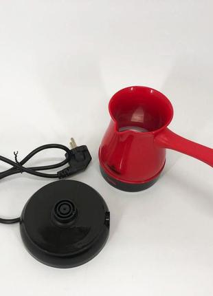 Турка электрическая кофеварка crownberg cb-1564, электро кофеварка турка. цвет: красный9 фото