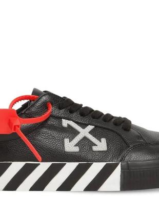 Кеды мужские off-white vulc low black leather fw19 черные (офф-вайт викл лоу, кеди)