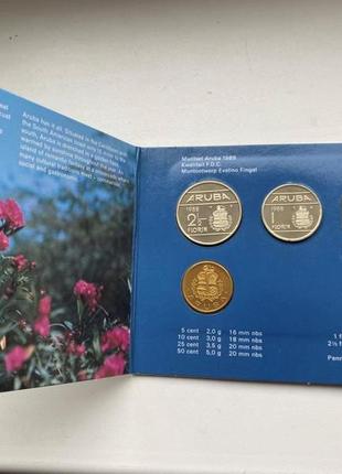 Набор монет аруба 1988 unc, в буклете1 фото
