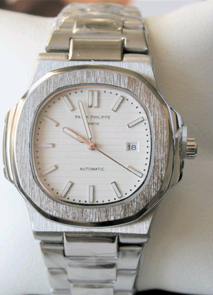 Наручний годинник patek philippe nautilus silver&white3 фото