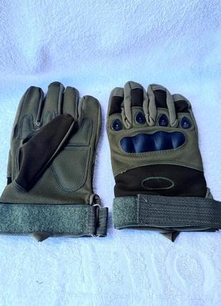 Тактичні рукавички oakley полнопалые олива6 фото