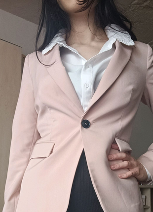 Піджак блідо-рожевий брючний, класика xs, s5 фото