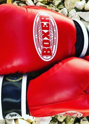 Боксерські рукавиці професійні з печаткою фбу boxer шкіряні profi8 фото