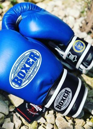 Боксерські рукавиці професійні з печаткою фбу boxer шкіряні profi18 фото