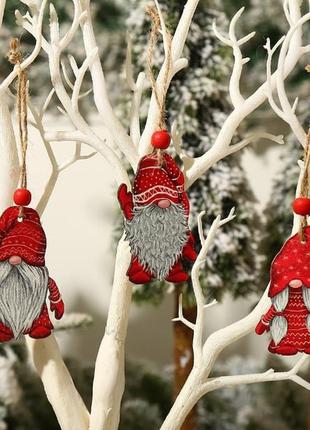 Червоні дерев'яні різдвяні гноми, лісові люди2 фото