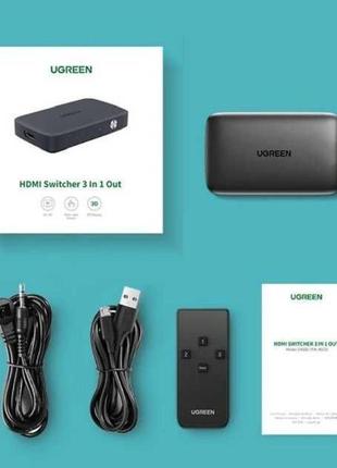 Перемикач hdmi на 3 виходи сплітер ugreen з пультом ду 4k 3d f...5 фото