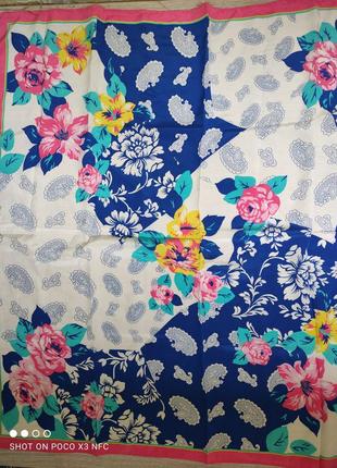 Шелковый платок, платок с цветами2 фото