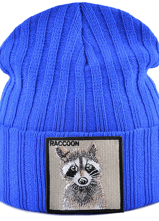 Стильная вязаная шапка raccoon (унисекс)