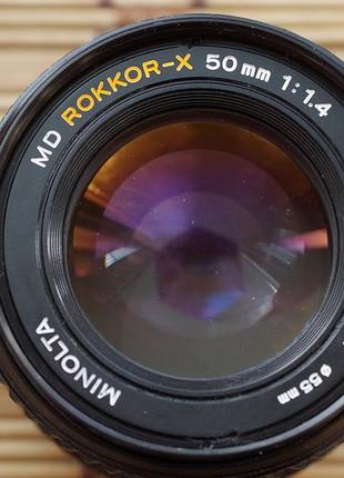 Объектив minolta md rokkor-x 50mm 1.4  с крышками
