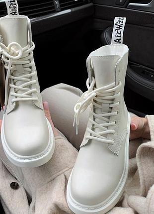 Dr.martens 1460 cream white ( premium ) термо підкладка 🆕️ черевики жіночі мартінс