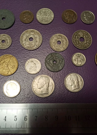 Монети бельгії франки сентимы 20штук5 фото