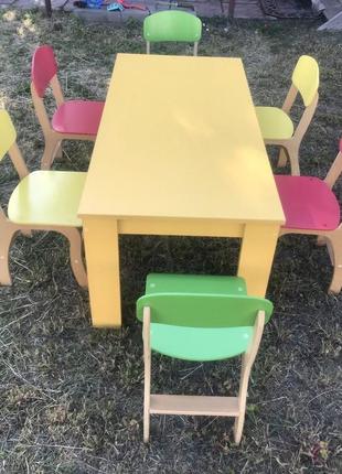 Комплект дитячий стіл + стільці 6 шт.