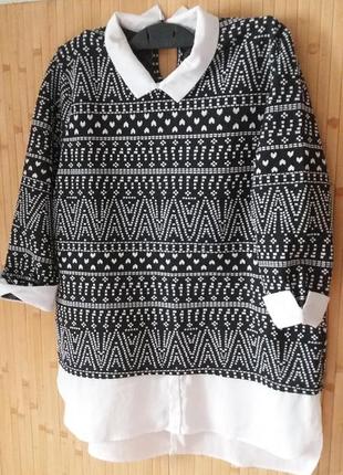 Красивый базовый джемпер с геометрическим рисунком,48-54разм(14).
