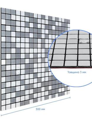 Самоклеюча алюмінієва плитка срібна мозаїка зі стразами 300х300х3мм sw-00001824 (d)3 фото