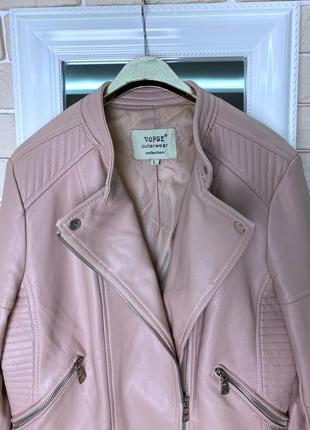 Курточка косуха эко кожа пудовая розовый бежевая2 фото