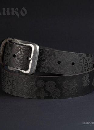 Чорний ремінь franko ua pattern black big belt.5 фото