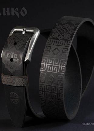 Чорний ремінь franko ua pattern black big belt.2 фото
