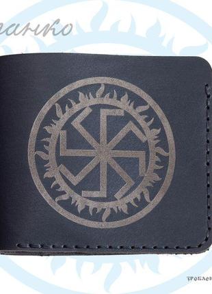 Чорне портмоне franko junta black small wallet з натуральної шкіри1 фото