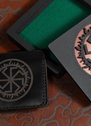 Чорне портмоне franko junta black small wallet з натуральної шкіри7 фото