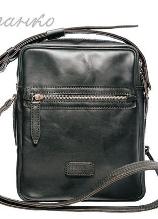 Сумка через плечо franko black messanger bag из натуральной кожи1 фото