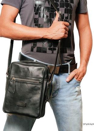 Сумка через плечо franko black messanger bag из натуральной кожи6 фото