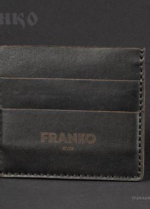 Чорна шкіряна візитниця franko black small cardholder4 фото